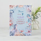 水彩アンダーザシー子供の誕生日 招待状 (スタンド正面)