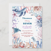 水彩アンダーザシー子供の誕生日 招待状 (正面)