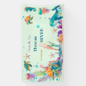 水彩アンダーザシー子供の誕生日 横断幕 (縦)