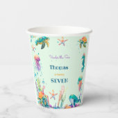 水彩アンダーザシー子供の誕生日 紙コップ (裏面)