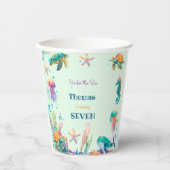 水彩アンダーザシー子供の誕生日 紙コップ (正面)
