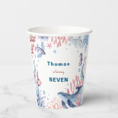 水彩アンダーザシー子供の誕生日 紙コップ (裏面)