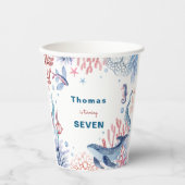 水彩アンダーザシー子供の誕生日 紙コップ (正面)
