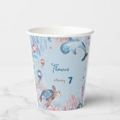 水彩アンダーザシー子供の誕生日 紙コップ (裏面)