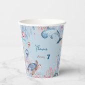 水彩アンダーザシー子供の誕生日 紙コップ (正面)