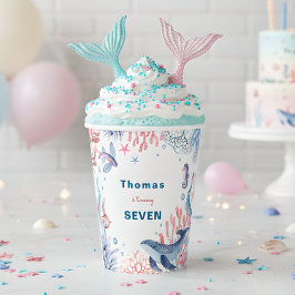 水彩アンダーザシー子供の誕生日 紙コップ
