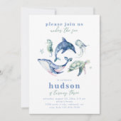 水彩アンダーザシー誕生日招待状 招待状 (正面)