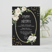 水彩アンティークホワイトフローラリース結婚ズ 招待状 (スタンド正面)