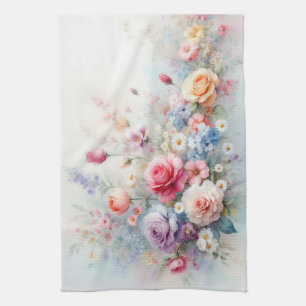 水彩アークエル 花のアートペイント テンプレート キッチンタオル