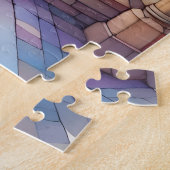 水彩アーチ大聖堂ガラス柔らかい黄色の青 ジグソーパズル (側面)