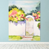 水彩アーチ式庭園ゲート キャンバスプリント (インサイチュ (ウッドフロア))