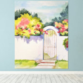 水彩アーチ式庭園ゲート キャンバスプリント (インサイチュ (ウッドフロア))