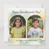 水彩アーチ2枚の写真 祖父母の日カード (正面)