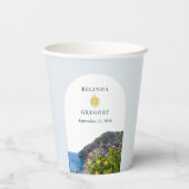 水彩アーチ イタリア レモン ポジターノ ウェディング 紙コップ (裏面)