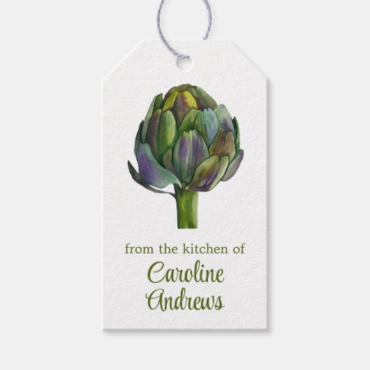 水彩アーティチョークオーガニック ギフトタグ (正面)