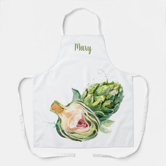 水彩アーティチョークカスタマイズ可能エプロン エプロン (正面)