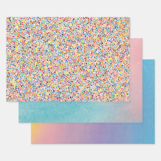 水彩アートアーティストバックグラウンドラッピングコラージュ ラッピングペーパーシート (セット)