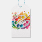 水彩アートパレットエイジ誕生日パーティー ギフトタグ (裏面)