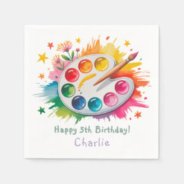 水彩アートパレットエイジ誕生日パーティー スタンダードカクテルナプキン