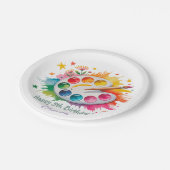水彩アートパレットエイジ誕生日パーティー ペーパープレート (アングル)