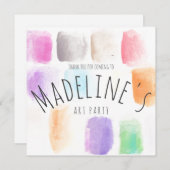 水彩アートパーティー誕生日カラフル抽象芸術 サンキューカード (正面/裏面)