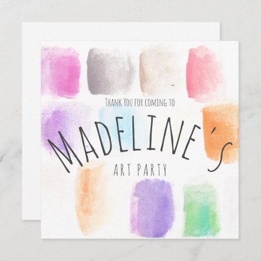 水彩アートパーティー誕生日カラフル抽象芸術 サンキューカード (正面/裏面)