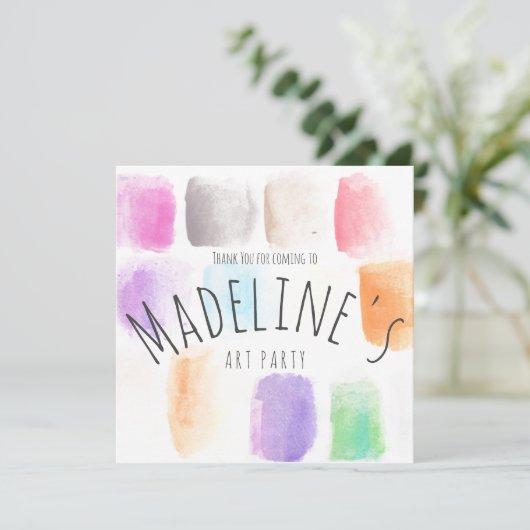 水彩アートパーティー誕生日カラフル抽象芸術 サンキューカード (スタンド正面)