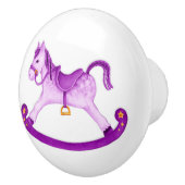 水彩アートパープルロッキングホースのノブ セラミックノブ (右)