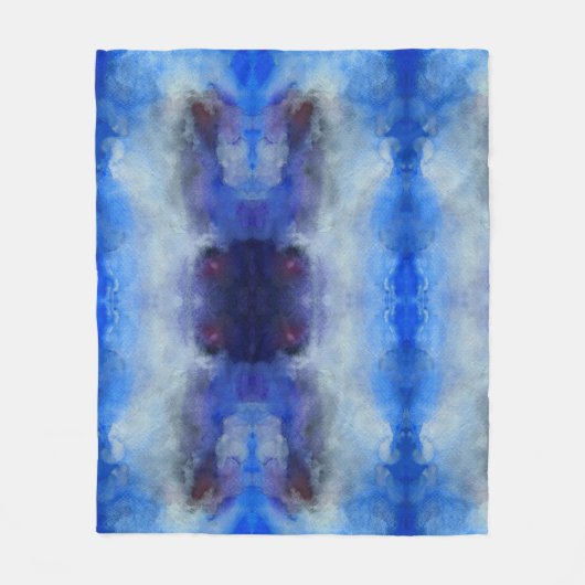 水彩アートブルーパープルマジックフリースブランケット フリースブランケット (正面)