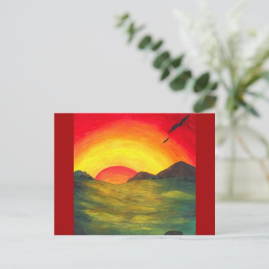 水彩アートマジカルサンライズ風景 シーズンポストカード (スタンド正面)