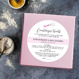 水彩アート赤面ピンクホームベーカリー食品ライセンス ラウンドシール