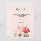 水彩アート かわいいきのこ お花 サンキューカード (正面)