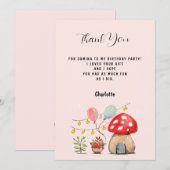 水彩アート かわいいきのこ 花 サンキューカード (正面/裏面)