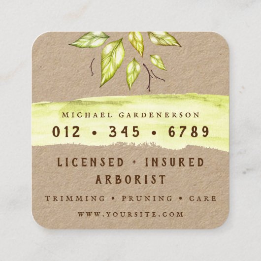 水彩アーボリストツリ気にー正方形名刺 スクエア名刺 (裏面)