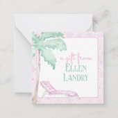 水彩アールデコパームビーチ椅子エンクロージャ ノートカード (正面)