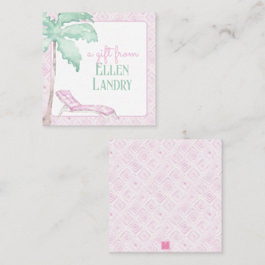 水彩アールデコパームビーチ椅子エンクロージャ ノートカード (正面/裏面)