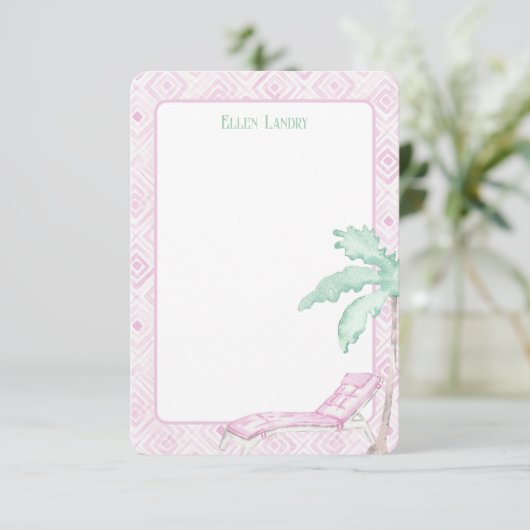 水彩アールデコパームビーチ椅子 サンキューカード (スタンド正面)