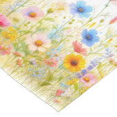 水彩イエローおよびブルーワイルドフラワーフローラ ショートテーブルランナー (コーナー)