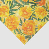 水彩イエローとオレンジのマリゴールド型の花 薄葉紙 (詳細)