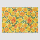 水彩イエローとオレンジのマリゴールド型の花 薄葉紙 (正面)