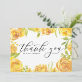 水彩イエローのガーデンローズフレーム ウェディング サンキューカード (スタンド正面)