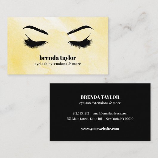 水彩イエローアイラッシュブラウバープロフェッショナル 名刺 (正面/裏面)