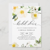 水彩イエローアネモンフローラブライダルシャワー 招待状 (正面)