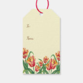 水彩イエローオウムのチューリップフローラアート ギフトタグ (裏面)