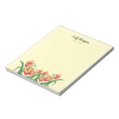 水彩イエローオウムのチューリップフローラアート ノートパッド (回転)