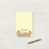 水彩イエローオウムのチューリップフローラアート ポストイット (デスク上)