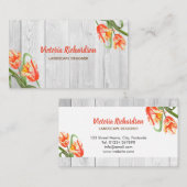 水彩イエローオウムのチューリップフローラアート 名刺 (正面/裏面)