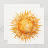 水彩イエローオレンジサンサンサンサンサンシャインサマー シーズンカード (正面/裏面)