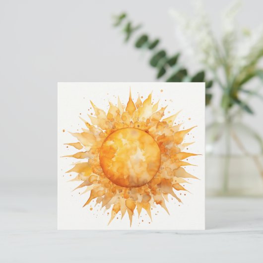水彩イエローオレンジサンサンサンサンサンシャインサマー シーズンカード (スタンド正面)