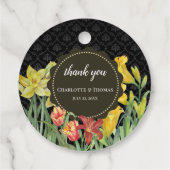 水彩イエローオレンジ春の花ダマスク フェイバータグ (裏面)